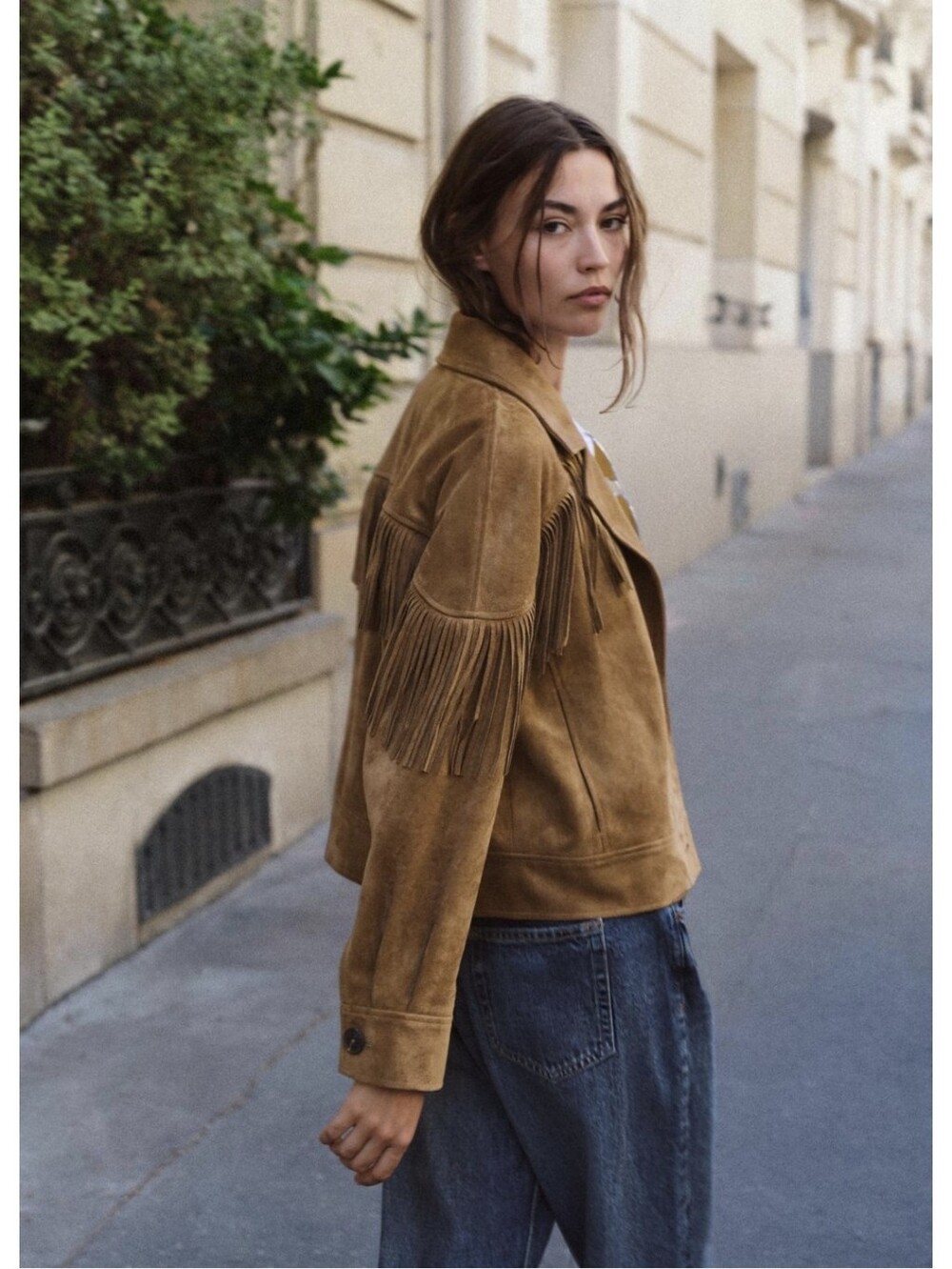 ZARA FAUX SUEDE FRINGE JACKET